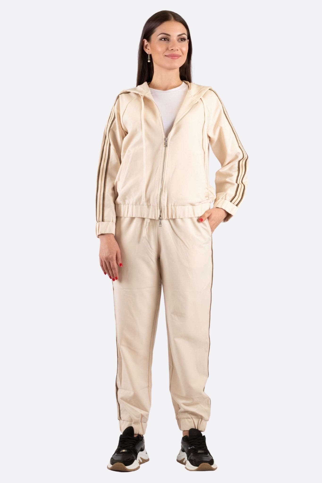 Ensemble de survêtement beige a bandes contrastantes - MISCIANO