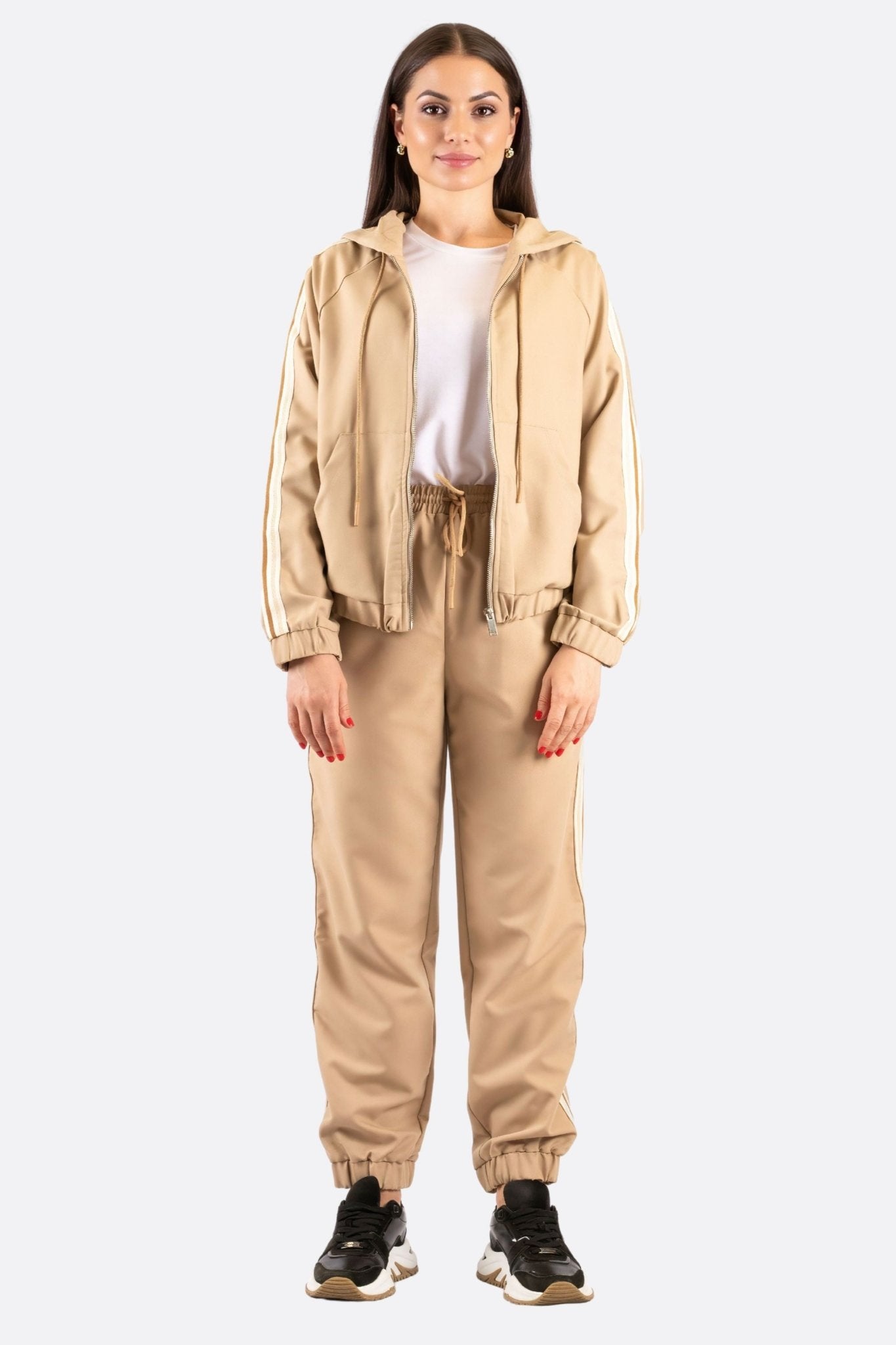 Ensemble de survêtement beige à bandes latérales - MISCIANO