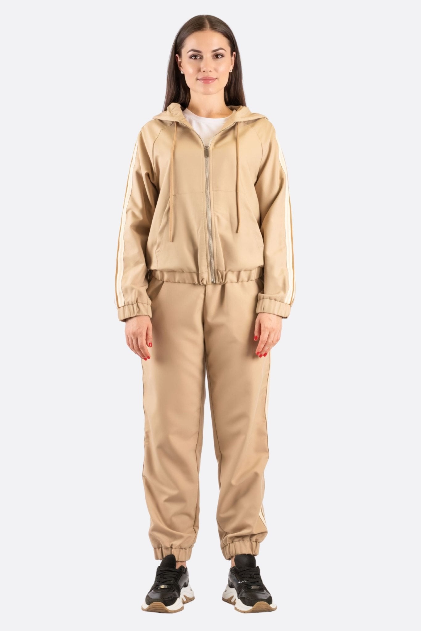 Ensemble de survêtement beige à bandes latérales - MISCIANO