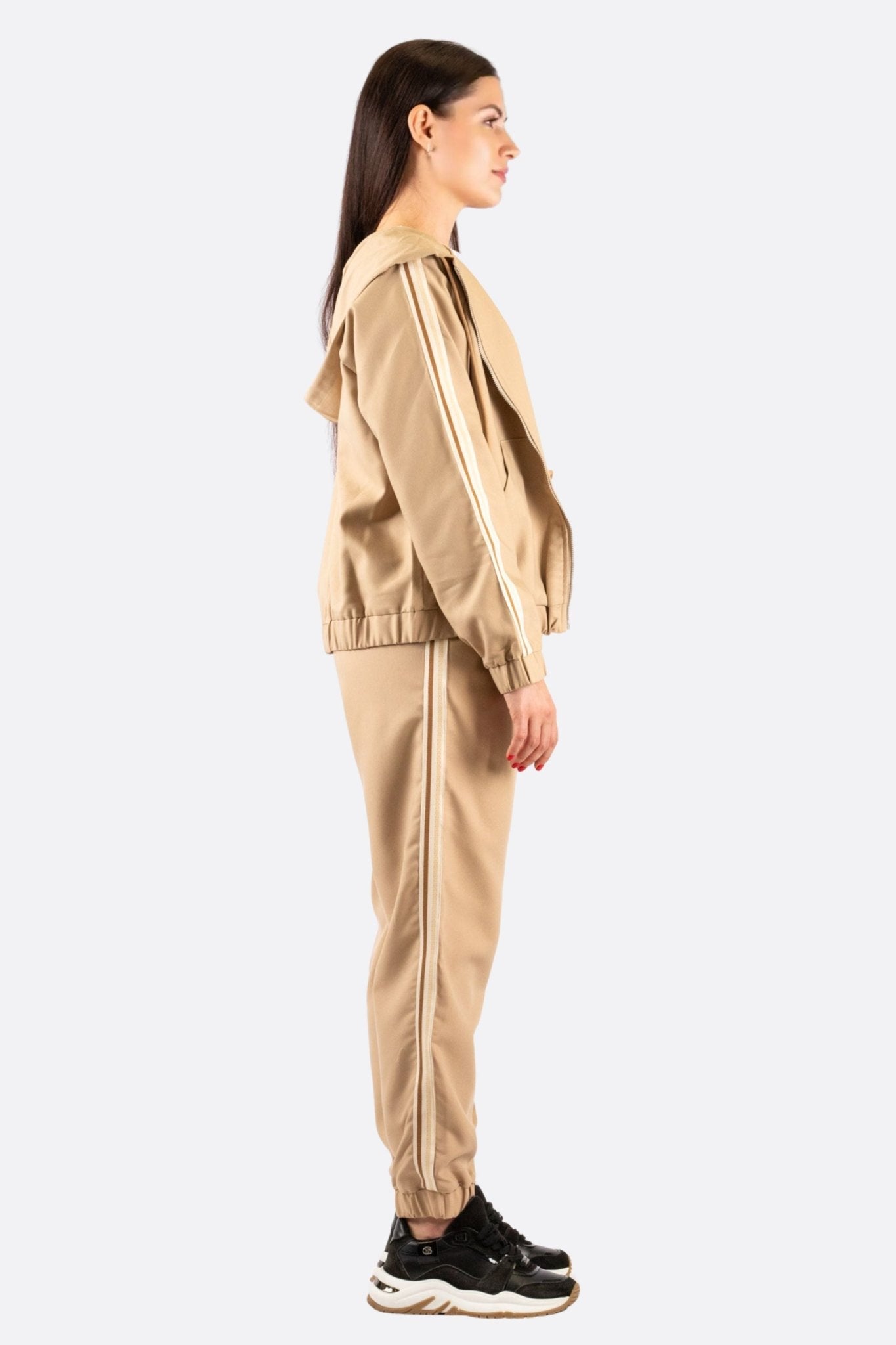 Ensemble de survêtement beige à bandes latérales - MISCIANO