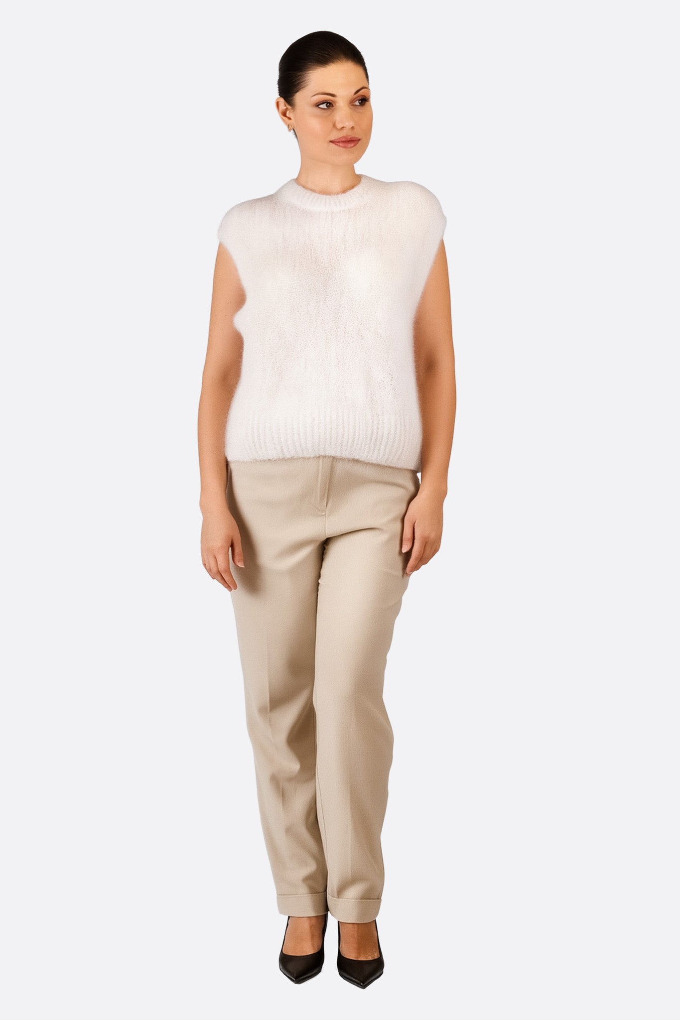 Gilet blanc sans manches en mohair - MISCIANO