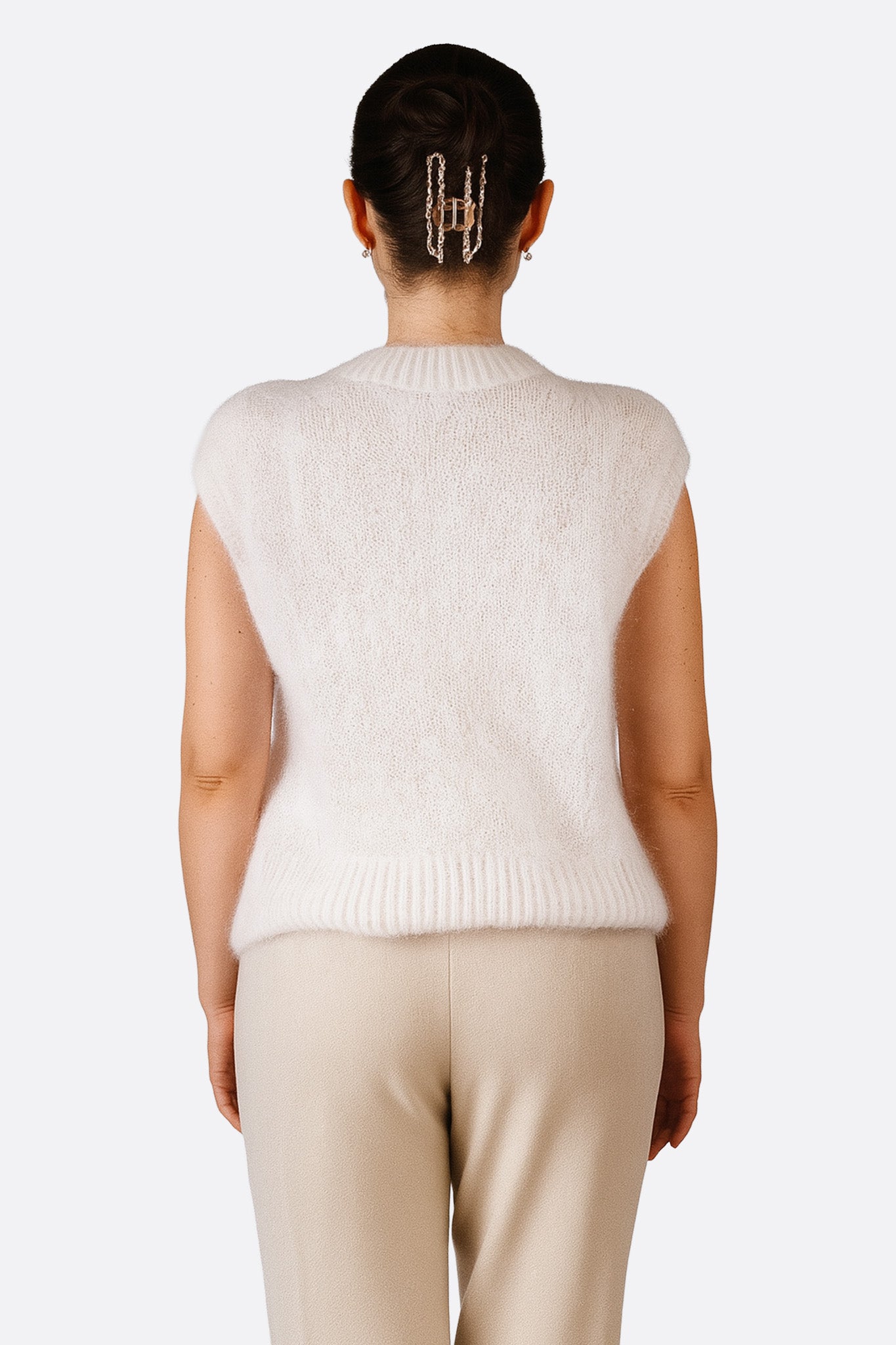 Gilet blanc sans manches en mohair - MISCIANO