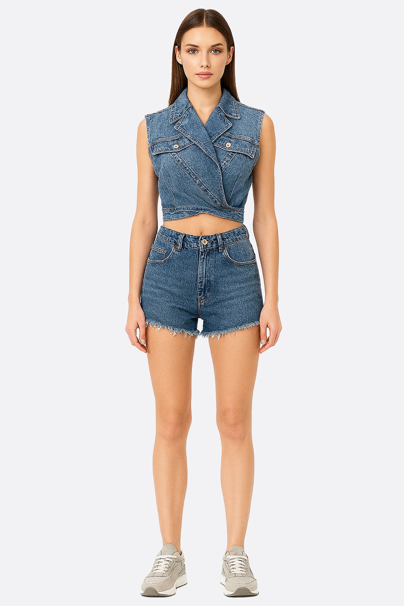 Gilet bustier bleu en denim structuré - MISCIANO