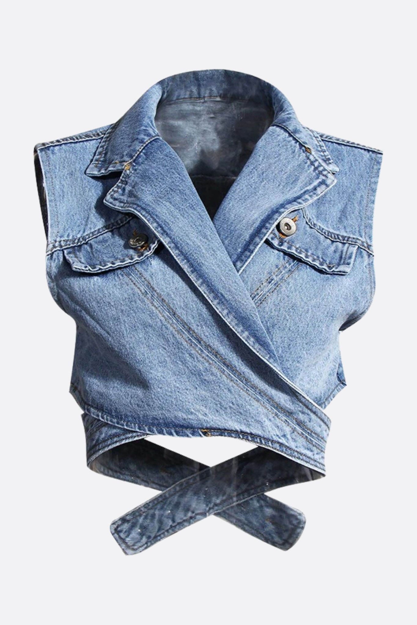 Gilet bustier bleu en denim structuré - MISCIANO