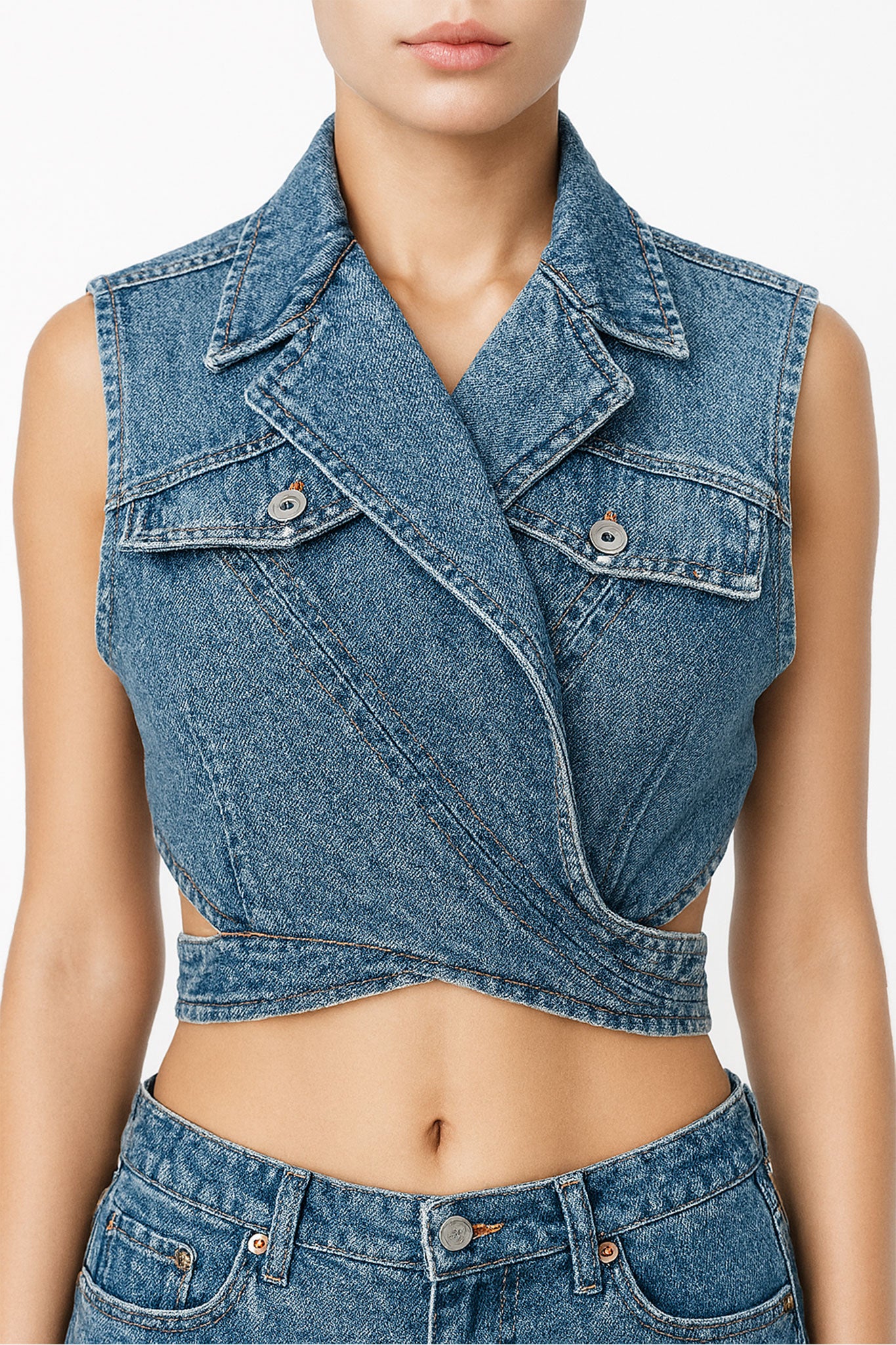 Gilet bustier bleu en denim structuré - MISCIANO