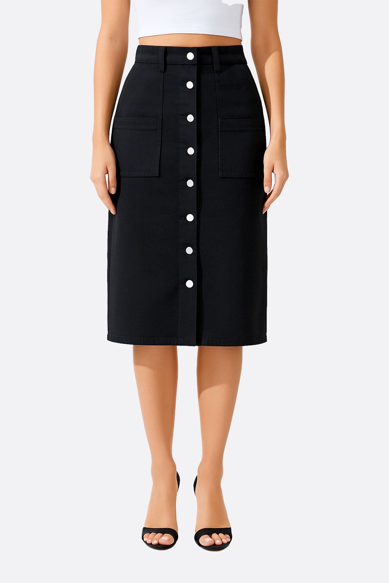 Jupe longue en denim noir à poches oversize - MISCIANO