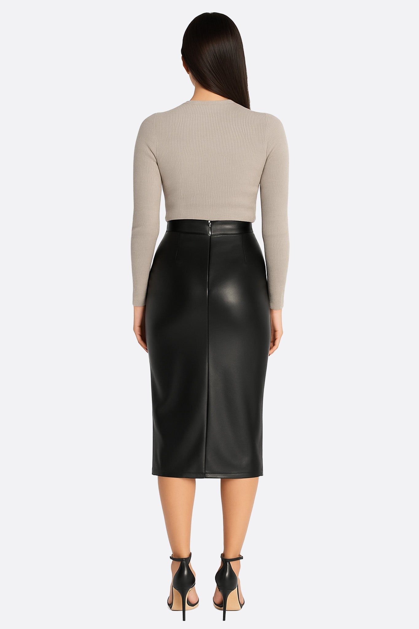 Jupe portefeuille en simili cuir noir - MISCIANO