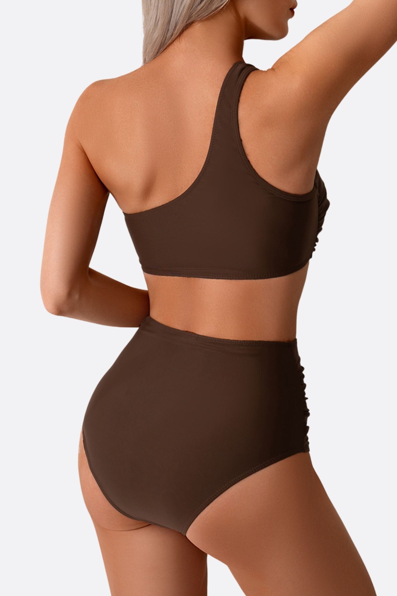 Maillot de bain deux pièces asymétrique marron - MISCIANO