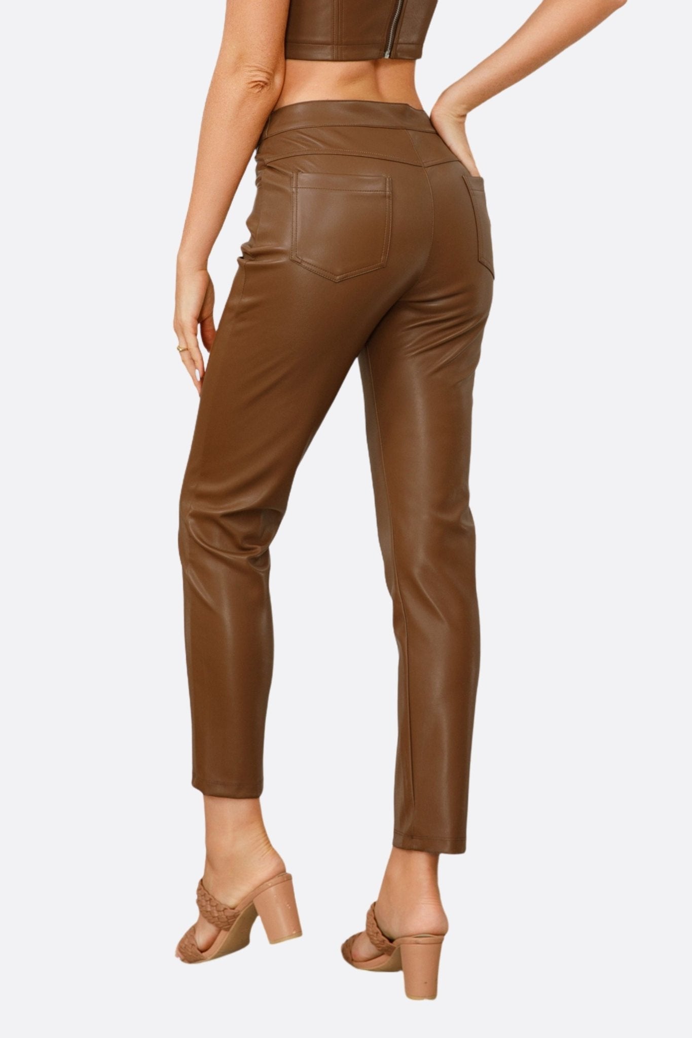 Pantalon en simili cuir camel - MISCIANO