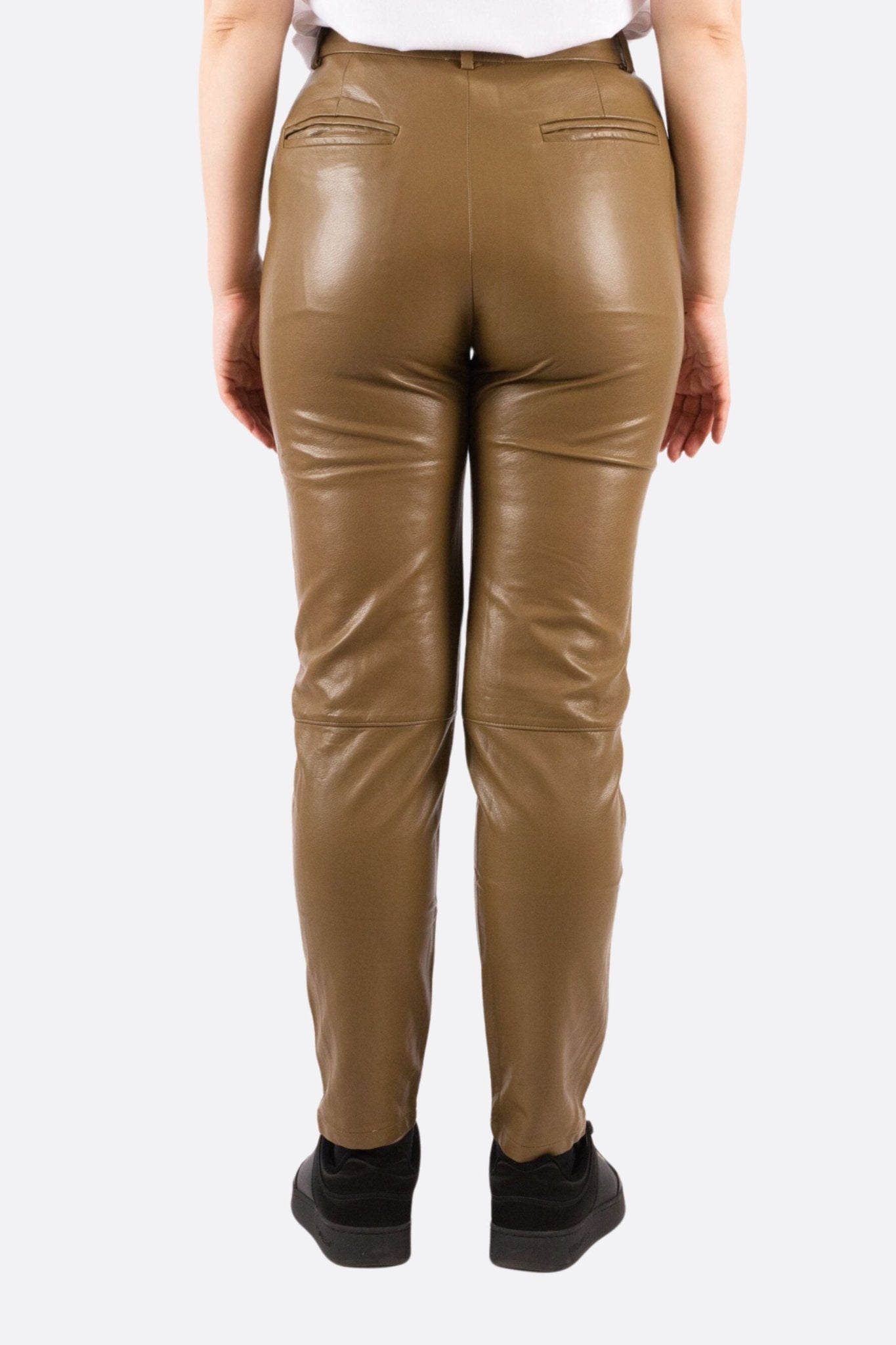 Pantalon en simili cuir camel à coupe ajustée - MISCIANO