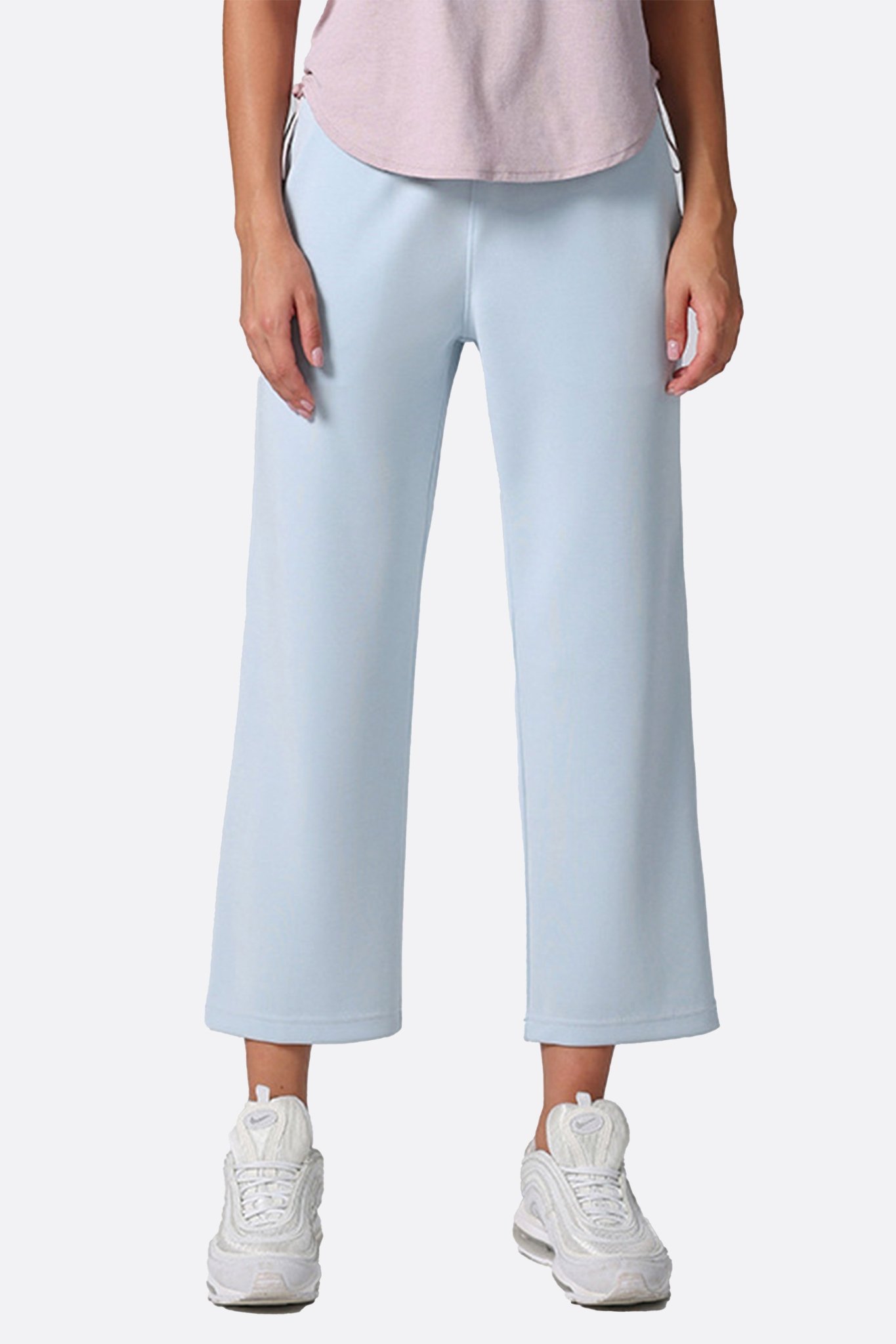 Pantalon large bleu ciel en tissu technique à coupe 7/8 - MISCIANO