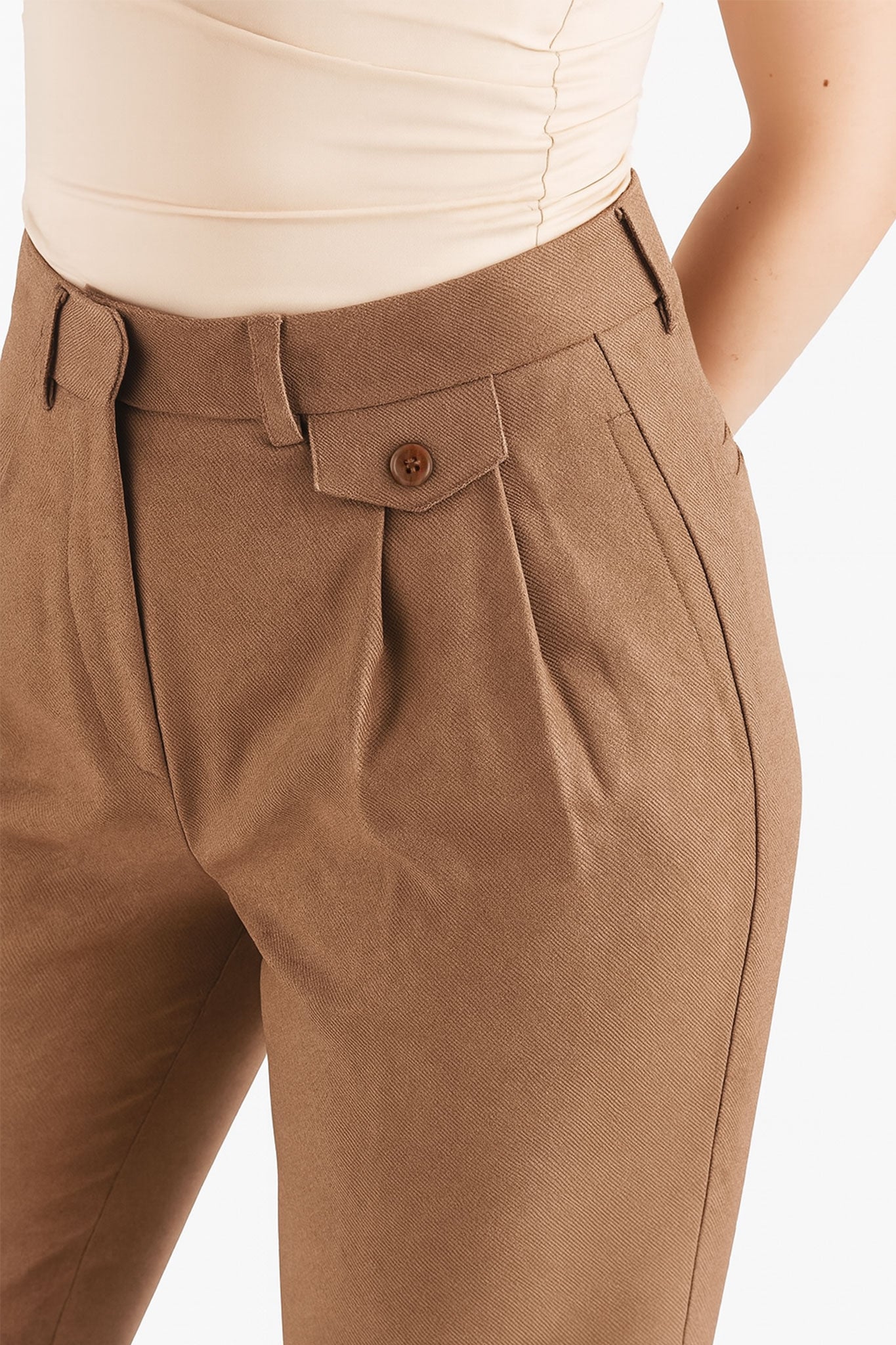 Pantalon large fluide marron camel - MISCIANO