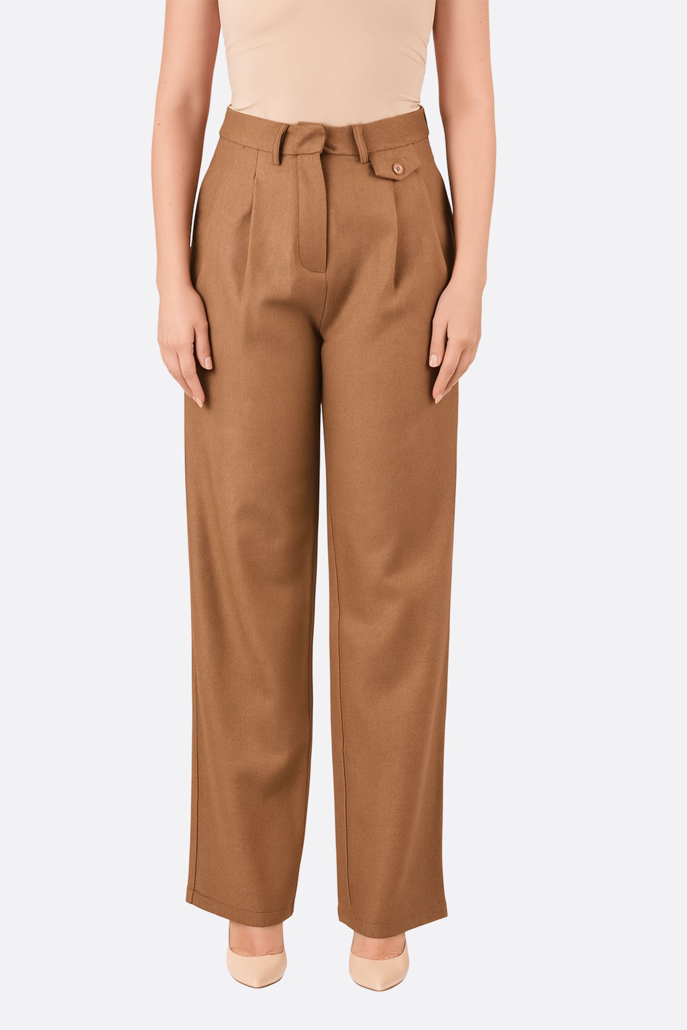 Pantalon large fluide marron camel - MISCIANO