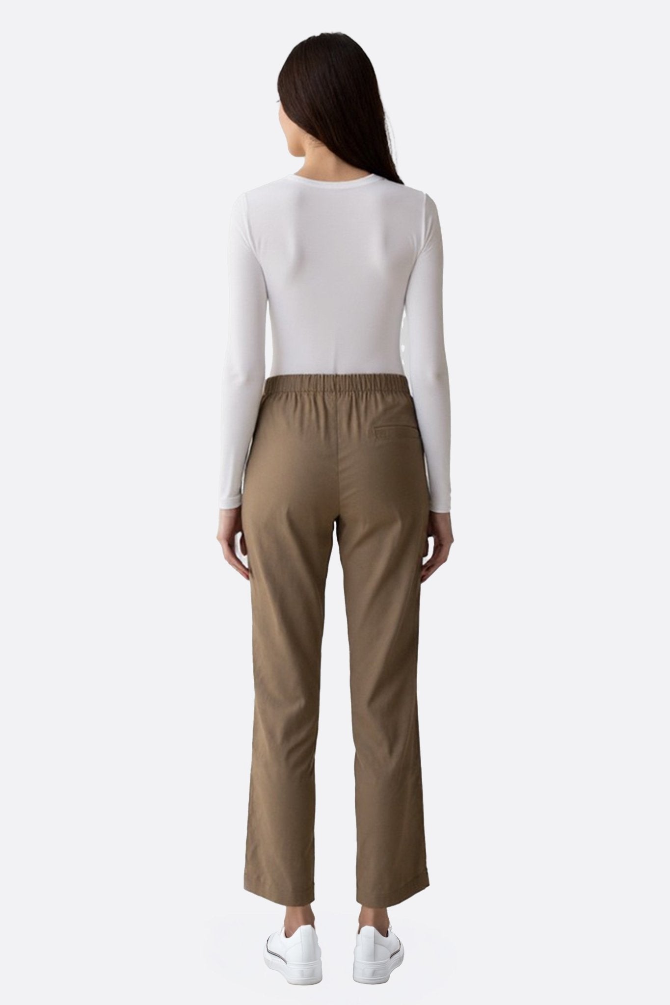 Pantalon marron à taille haute élastique - MISCIANO
