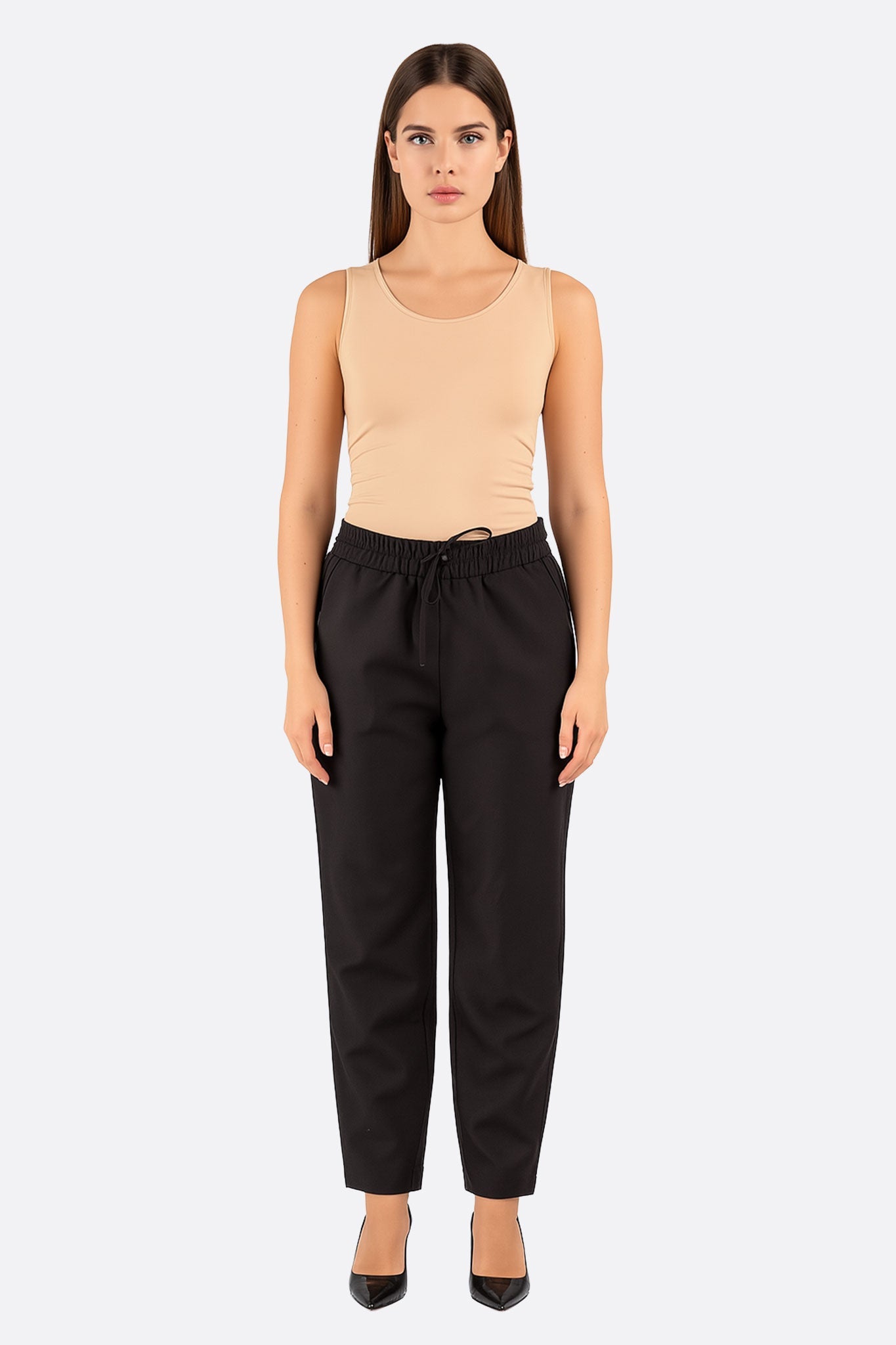 Pantalon noir décontracté à taille élastique - MISCIANO