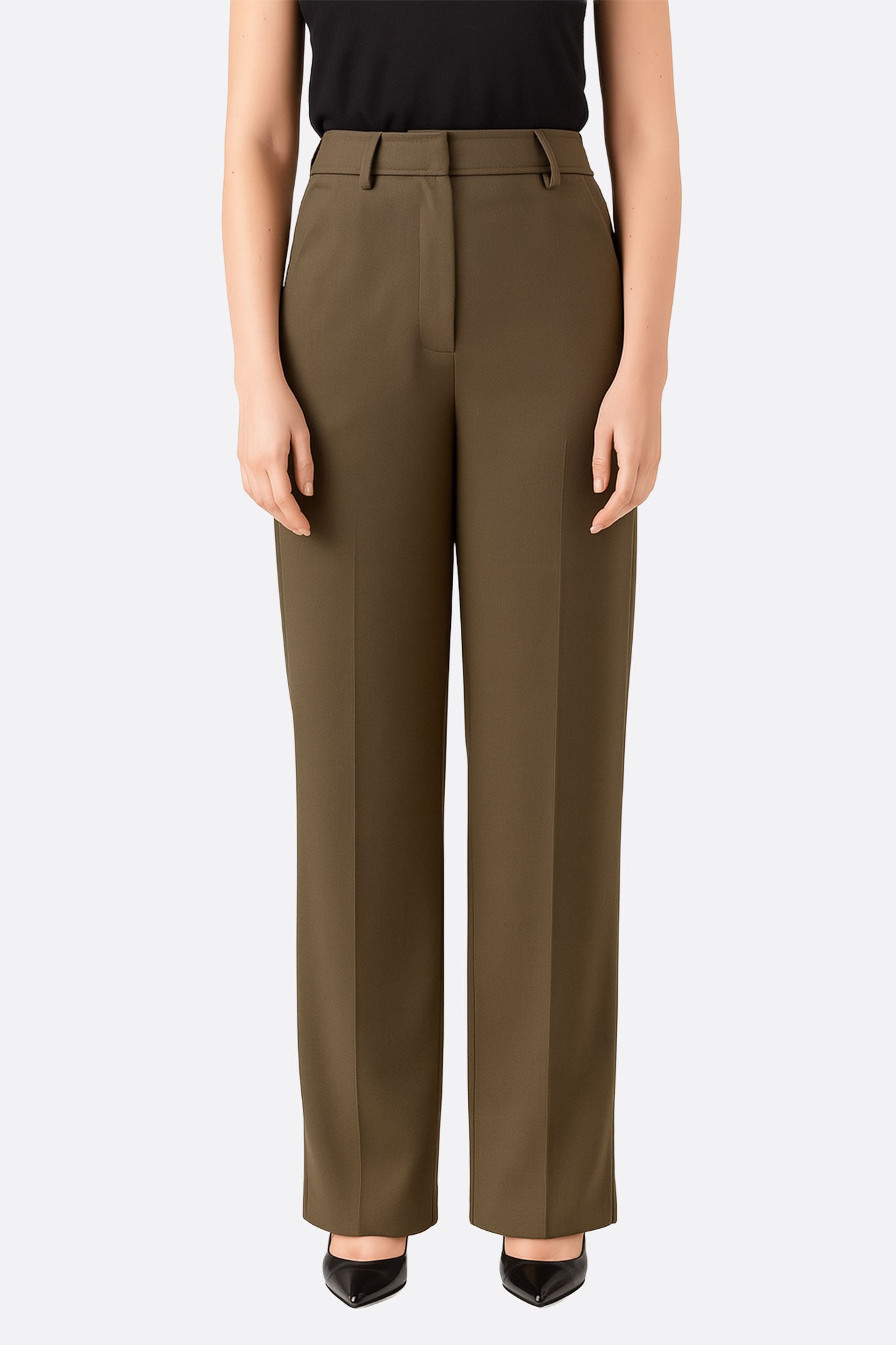 Pantalon vert kaki large à taille haute - MISCIANO