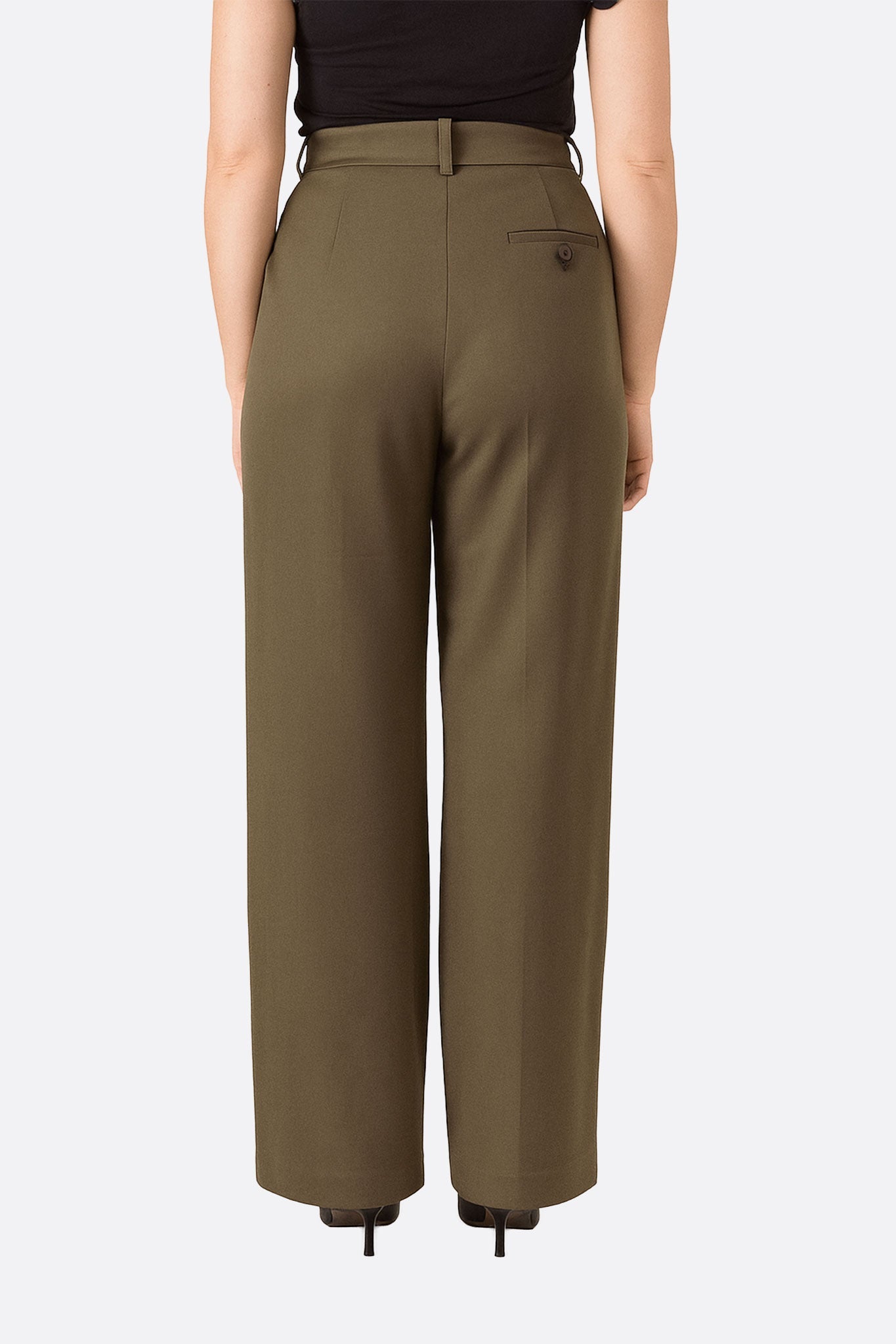 Pantalon vert kaki large à taille haute - MISCIANO
