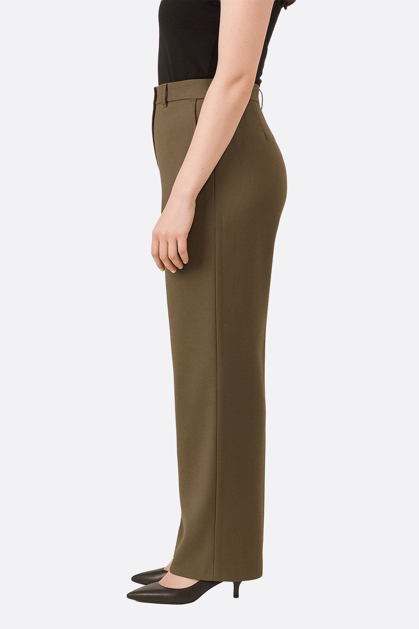 Pantalon vert kaki large à taille haute - MISCIANO