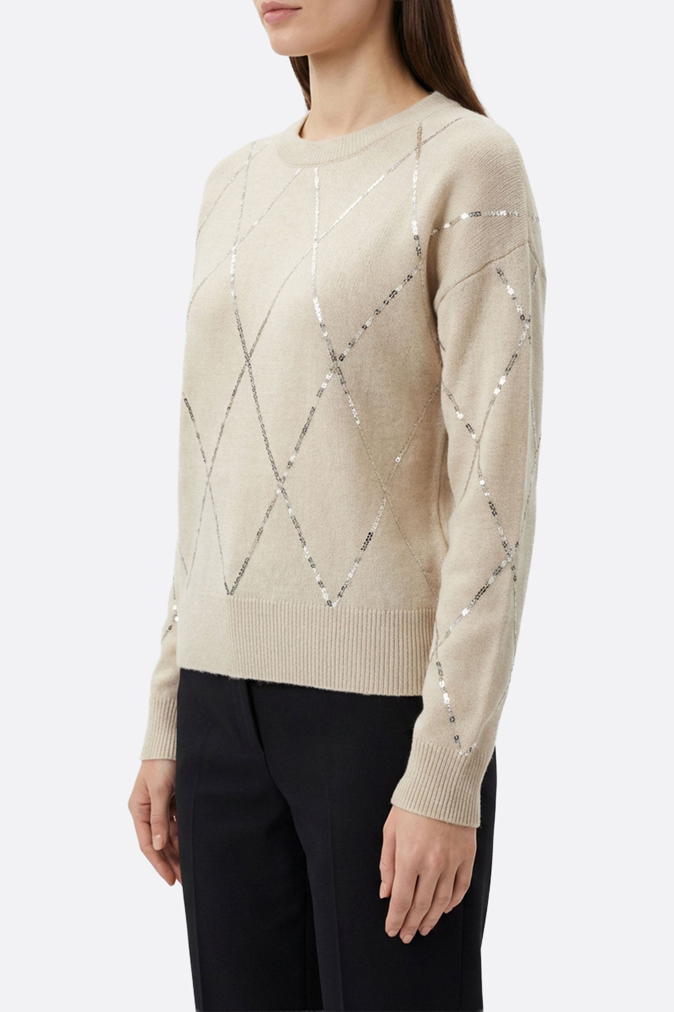 
Pull gris en laine mélangée à détails scintillants - Misciano



