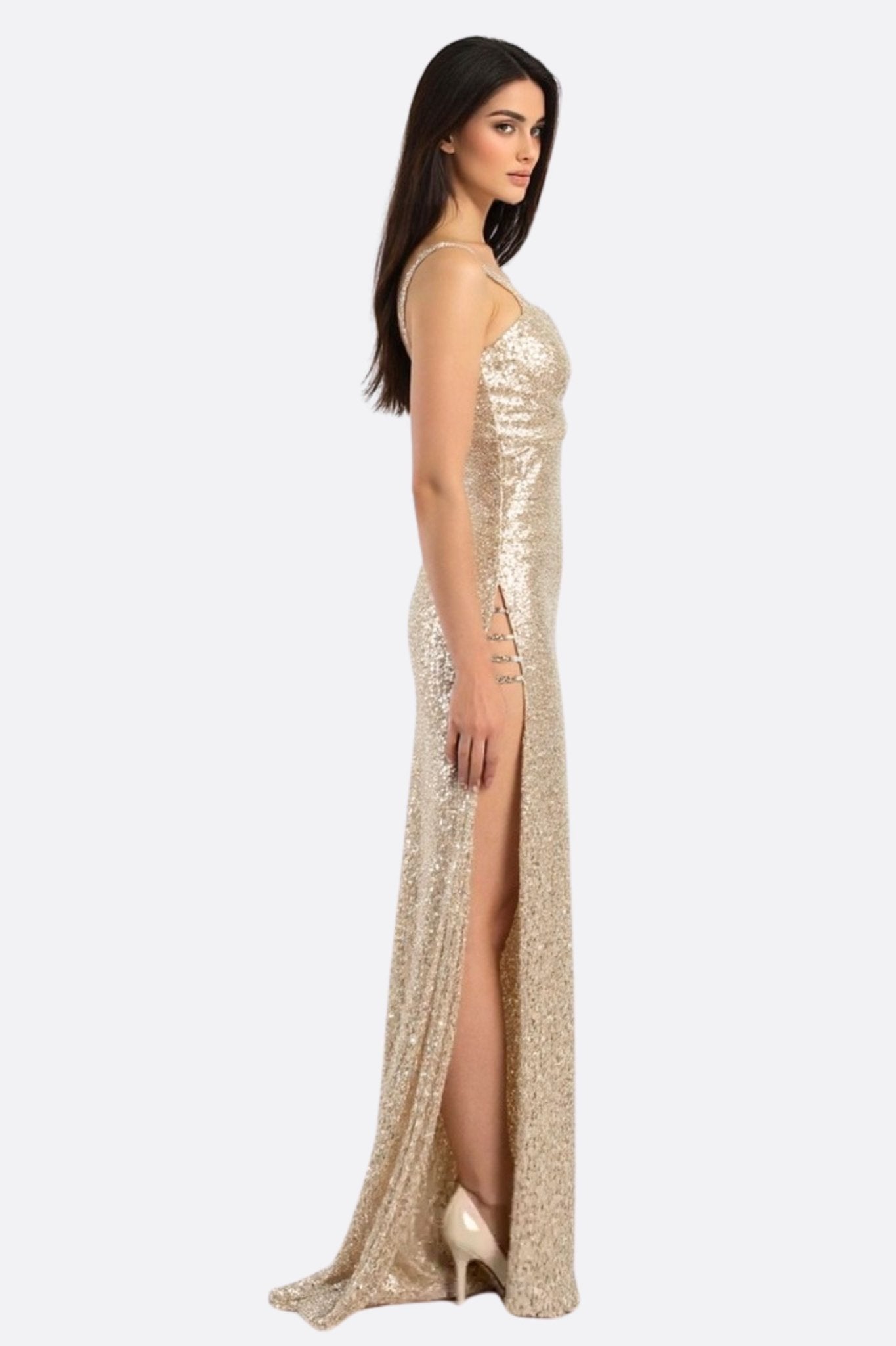Sequin Robe Longue Doré Pailletée Doré Robe De Soirée En Sequin