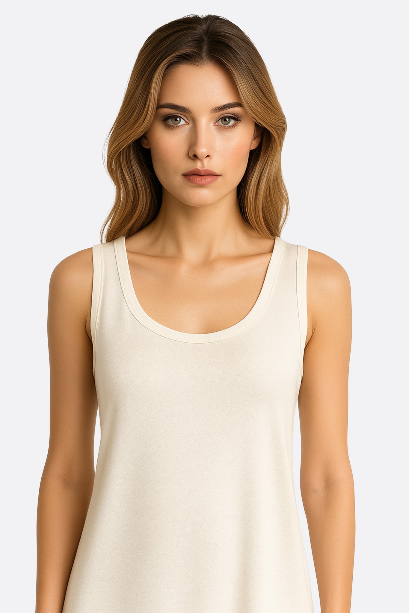 Robe longue fluide blanche à encolure douce - MISCIANO