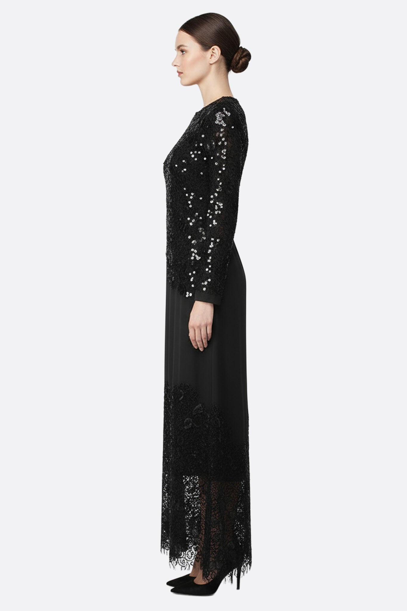 black sequin robe dress Black Sequin Robe
