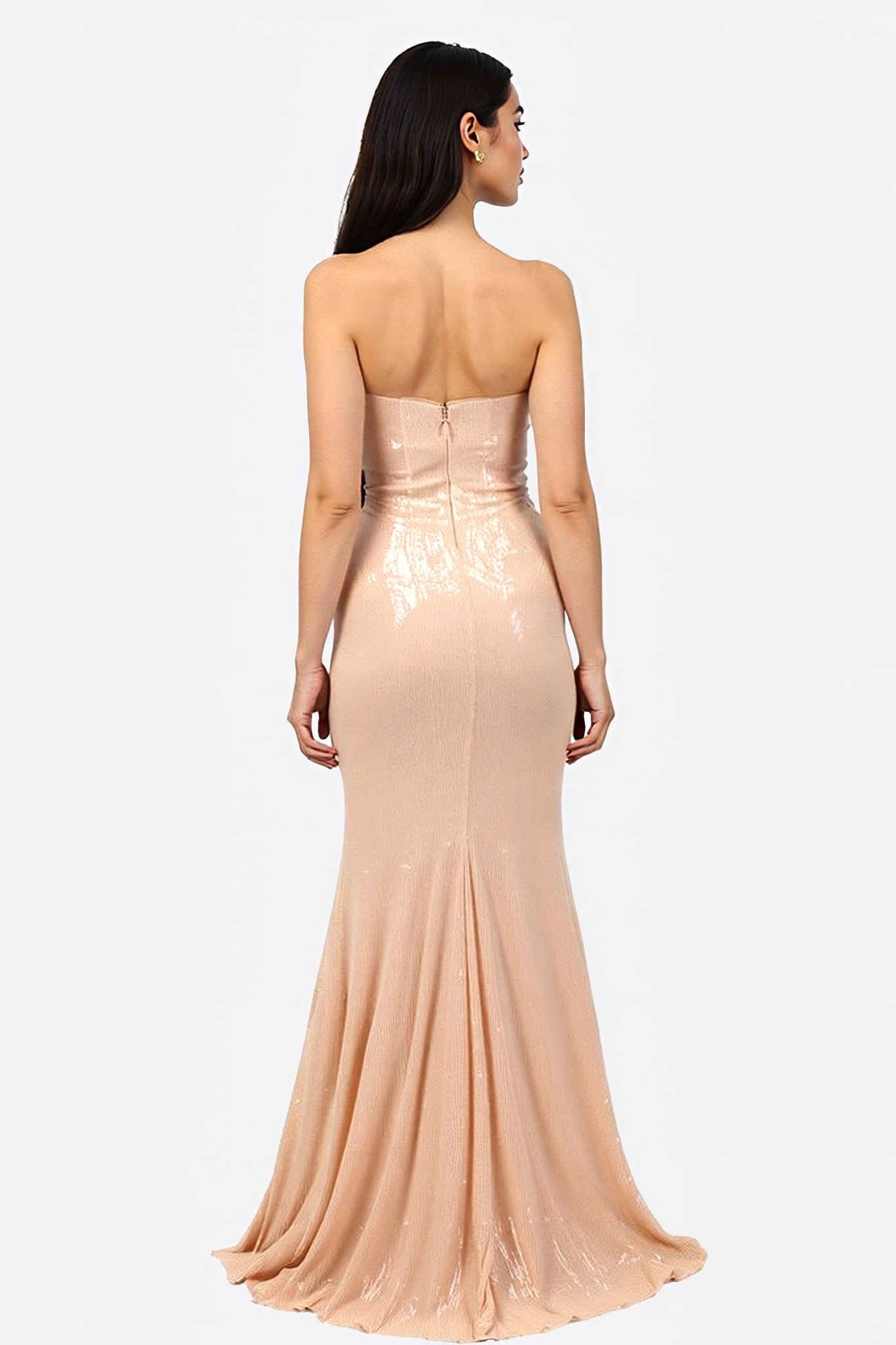 Robe longue sirène beige brodée - MISCIANO
