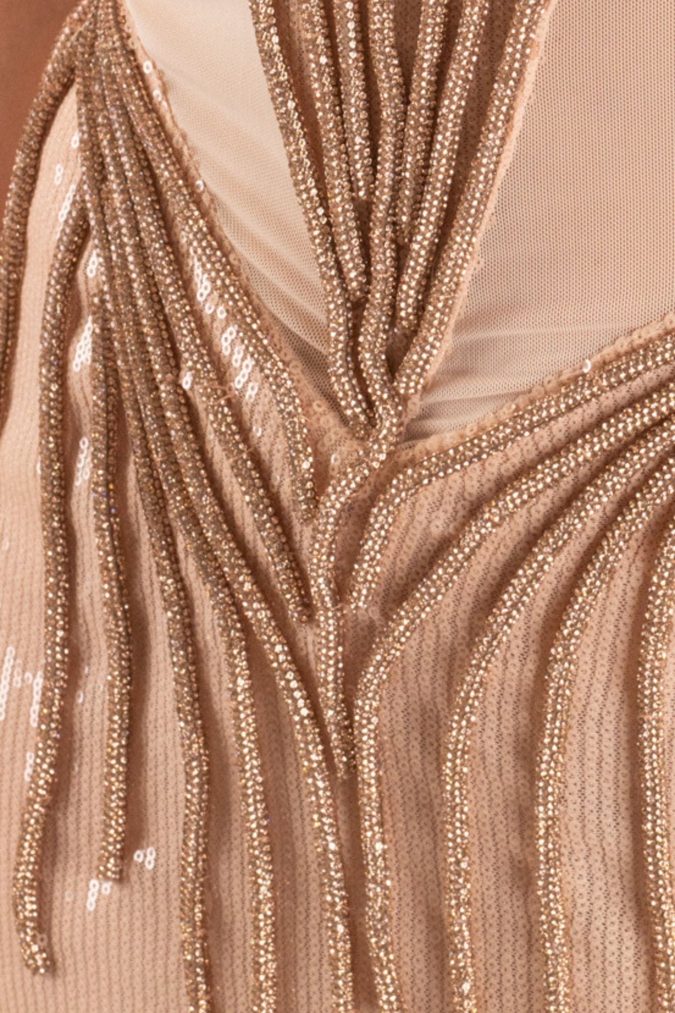 Robe longue sirène beige brodée - MISCIANO