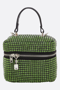 Компактная вечерняя сумочка с зелеными кристаллами и съемным плечевым ремнем 