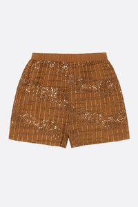 Short ricamato cammello con paillettes bronzo