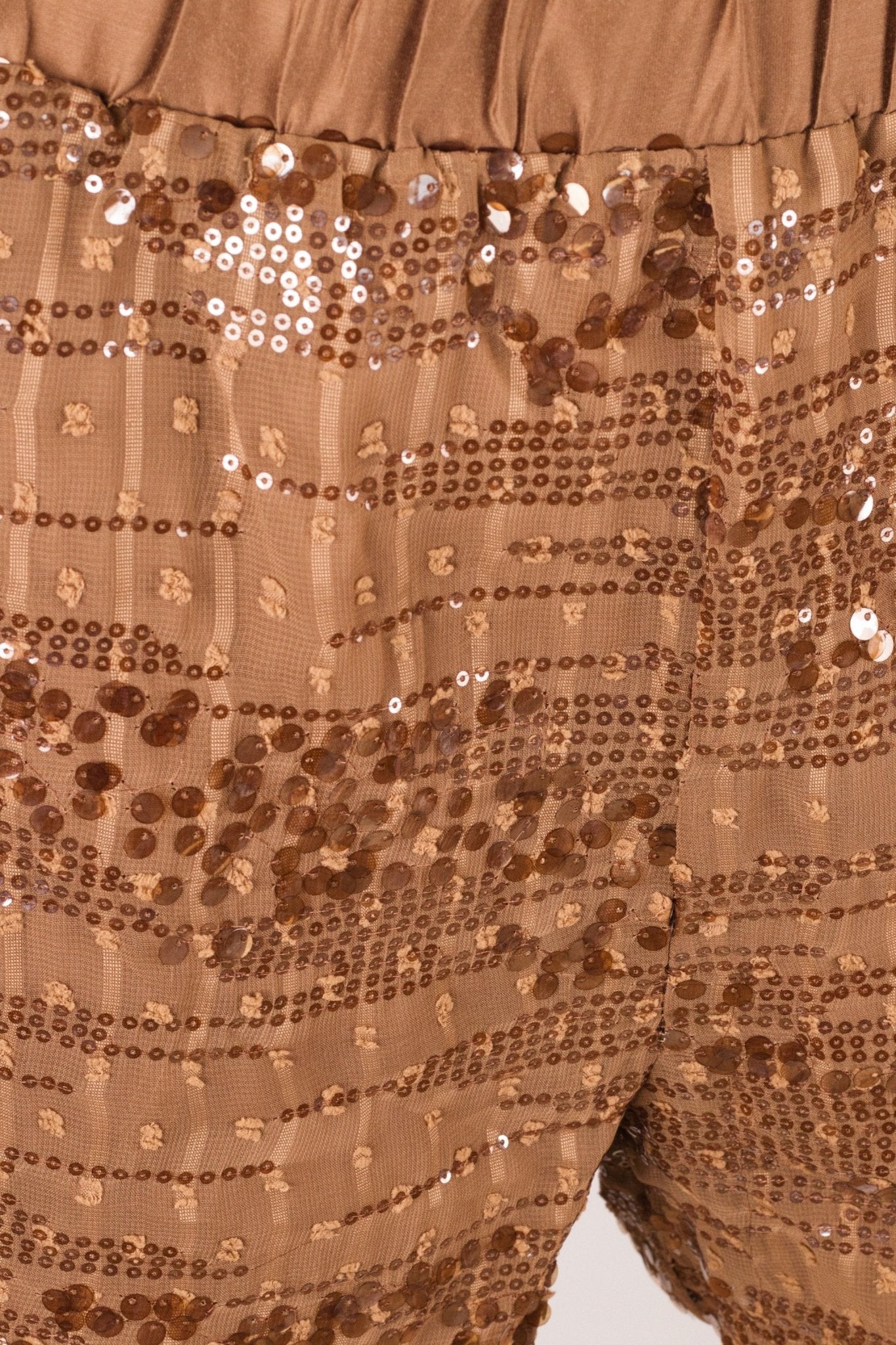 Short marron brodé à sequins - MISCIANO