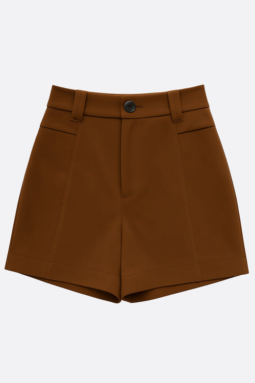 
Short à pinces marron taille haute, un essentiel chic pour un look élégant au quotidien.




