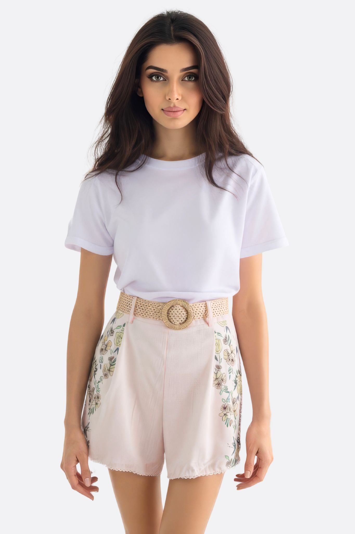Short taille haute rose pâle à imprimé floral - MISCIANO