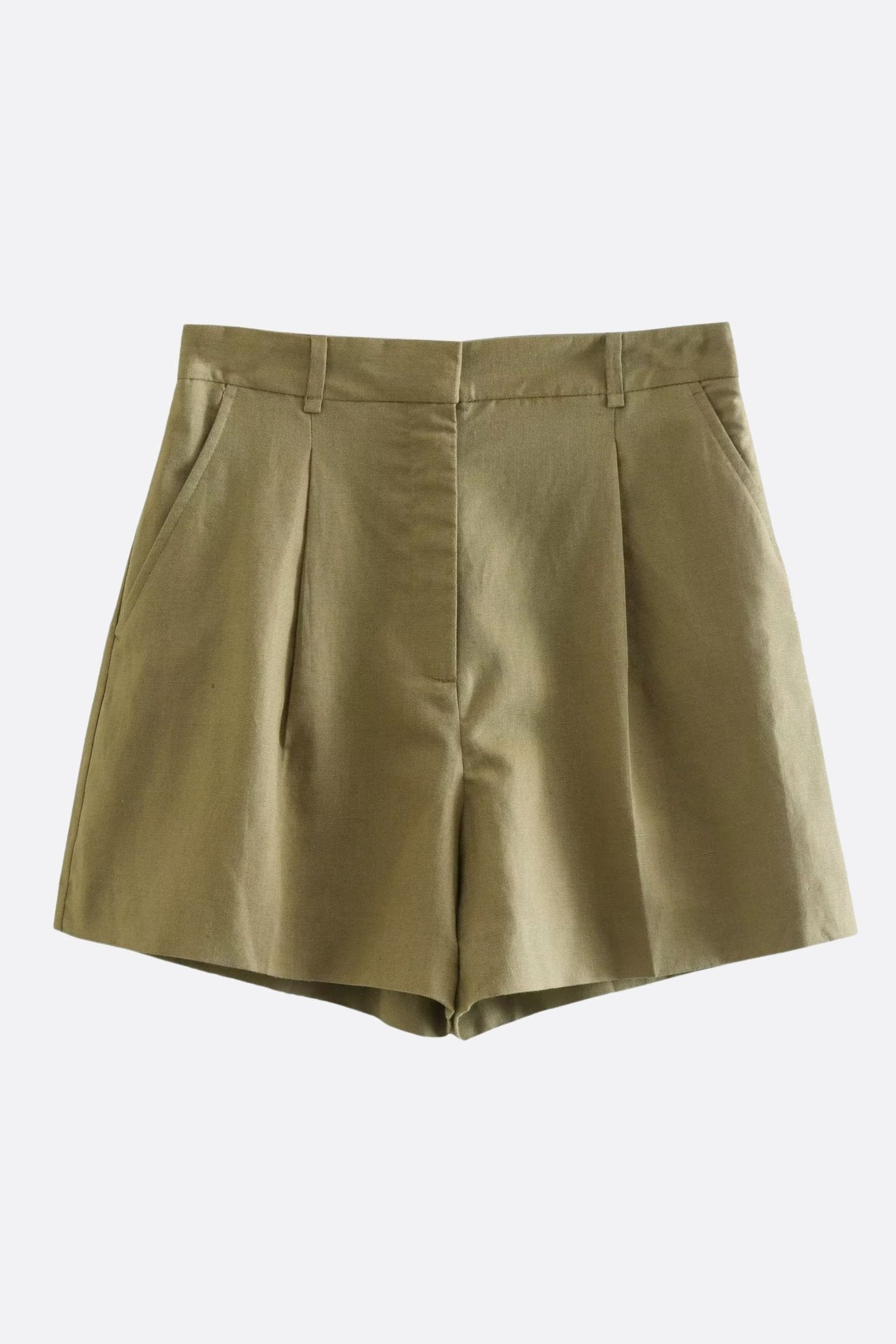 Short vert olive structuré en toile légère - MISCIANO