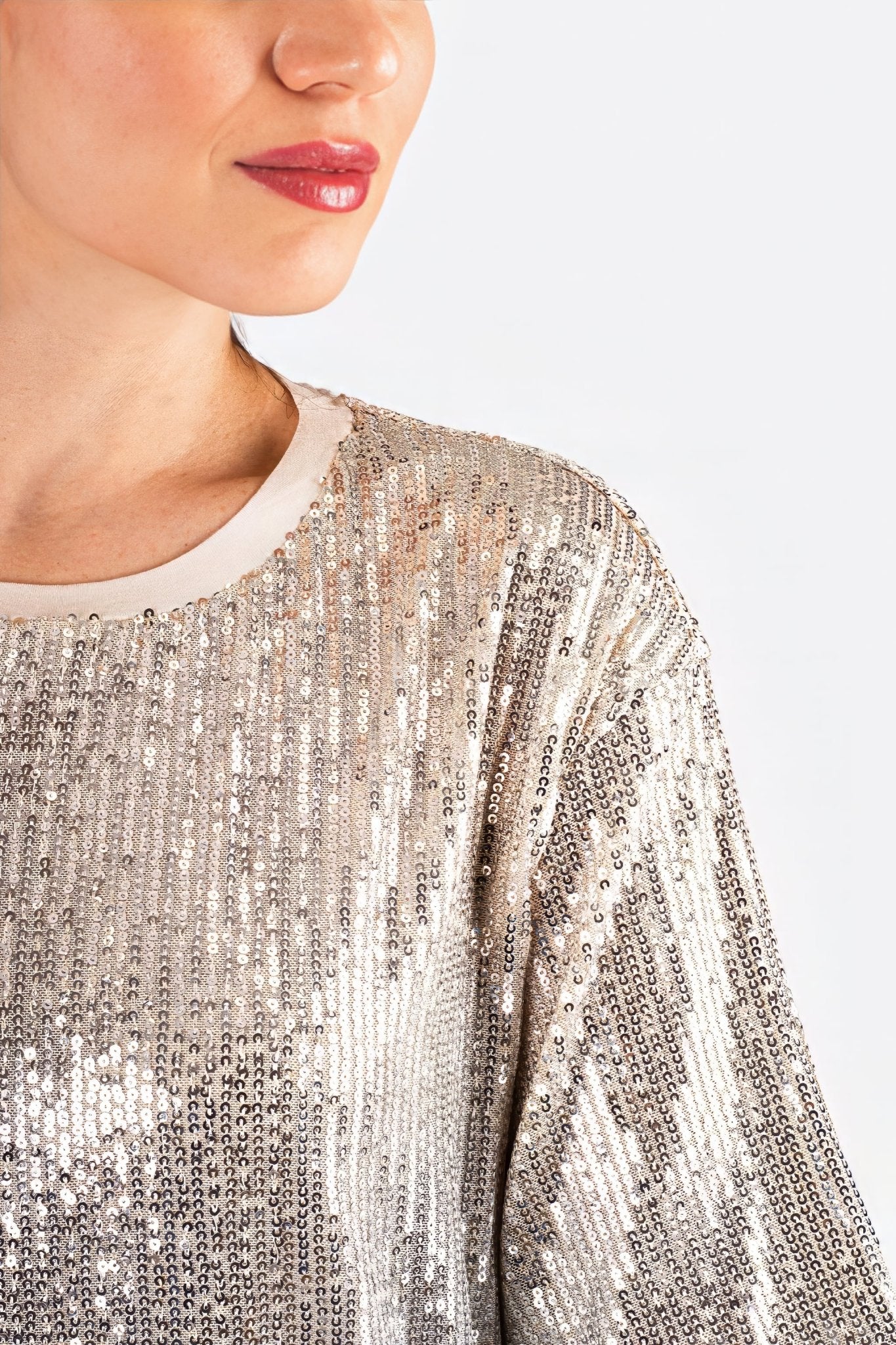 T-Shirt à sequins dégradé beige et bleu - MISCIANO