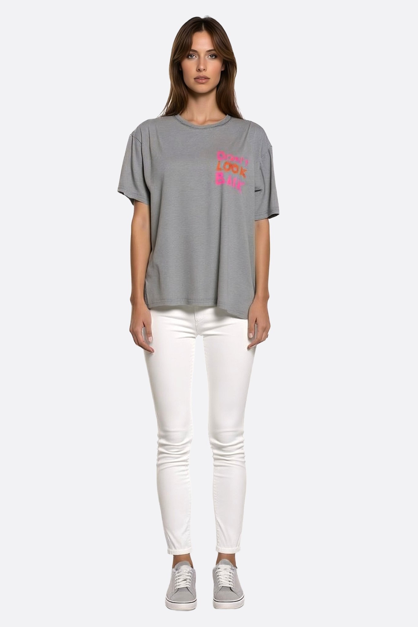 T-shirt gris oversize don't look back - MISCIANO