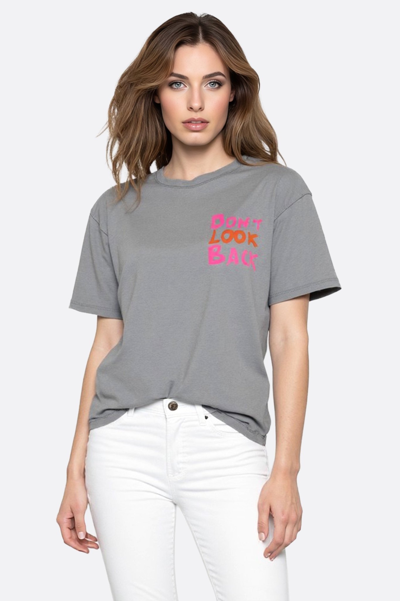 T-shirt gris oversize don't look back - MISCIANO