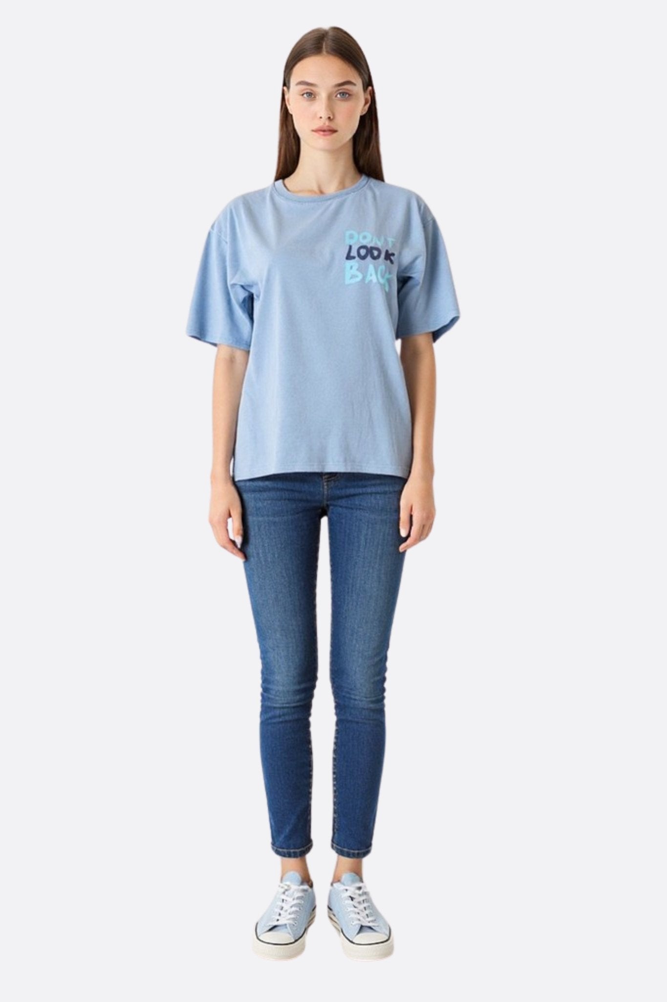 T-shirt oversize bleu Don't Look Back - MISCIANO