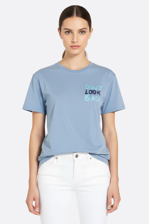 
T-shirt ample bleu ciel à message 