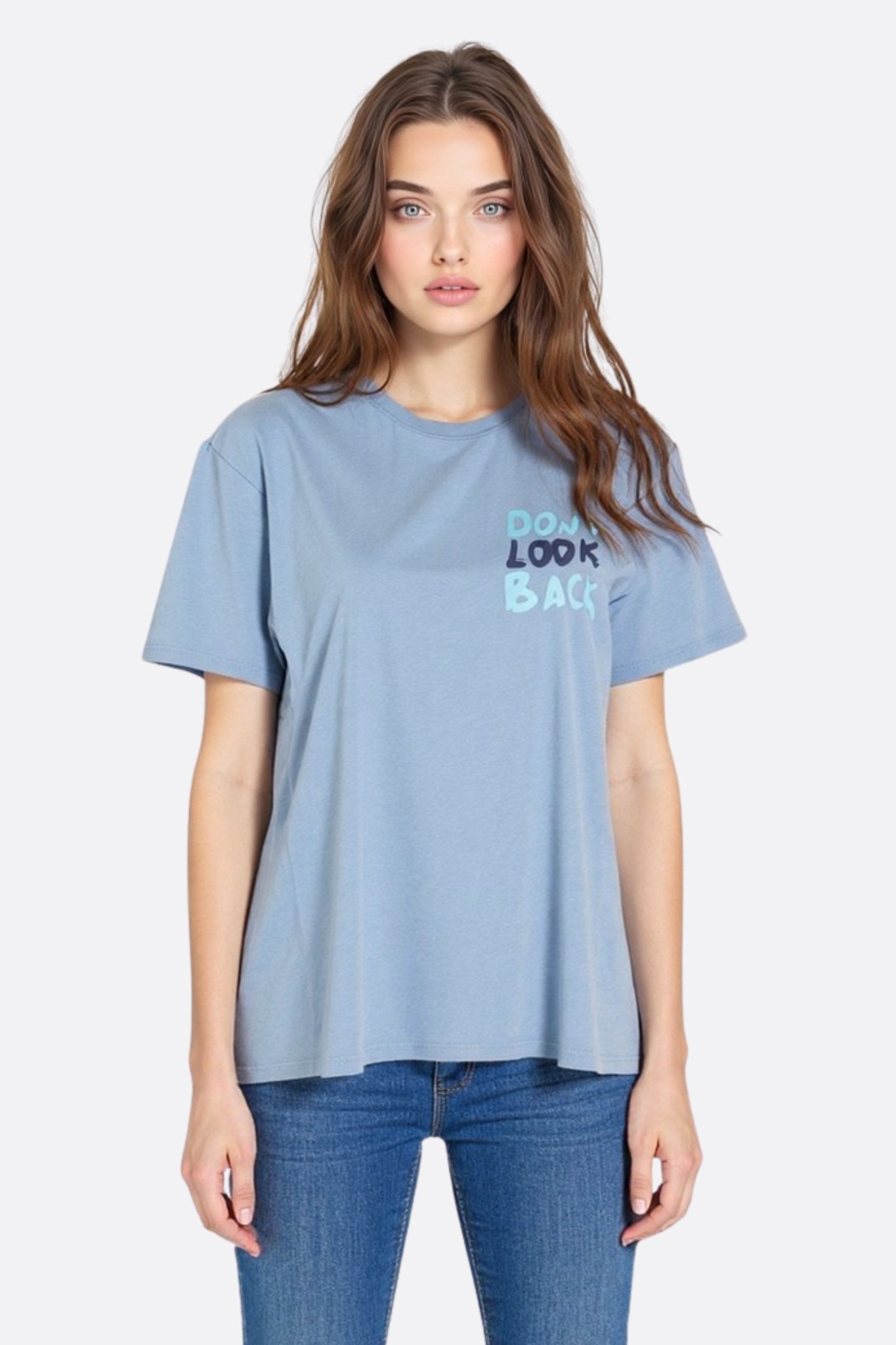 T-shirt oversize bleu Don't Look Back - MISCIANO
