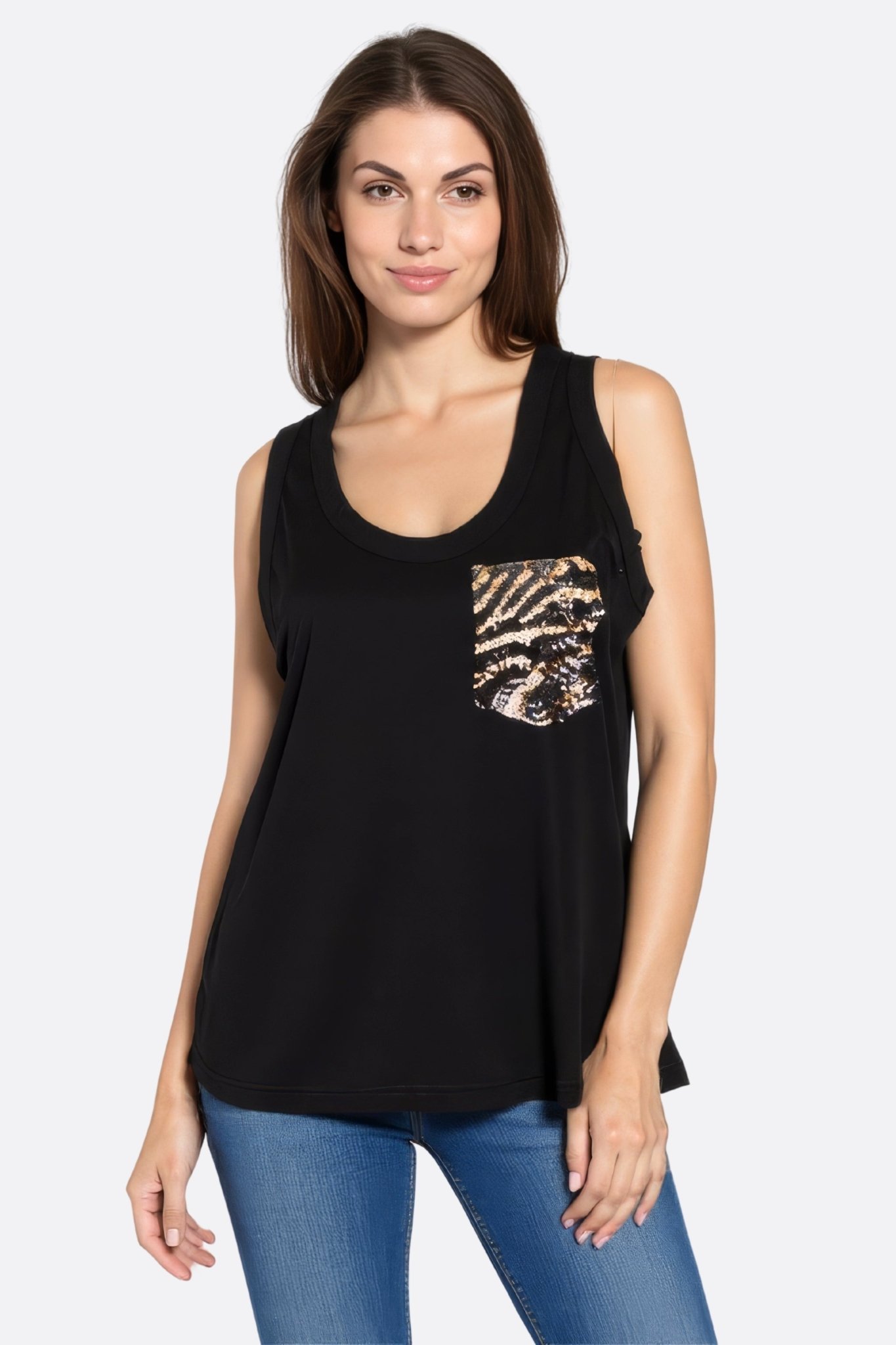 Top noir à sequins dorés - MISCIANO