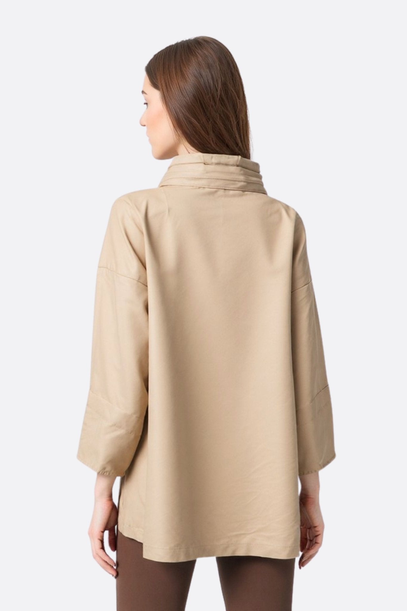 Veste ample beige à capuche dissimulée - MISCIANO