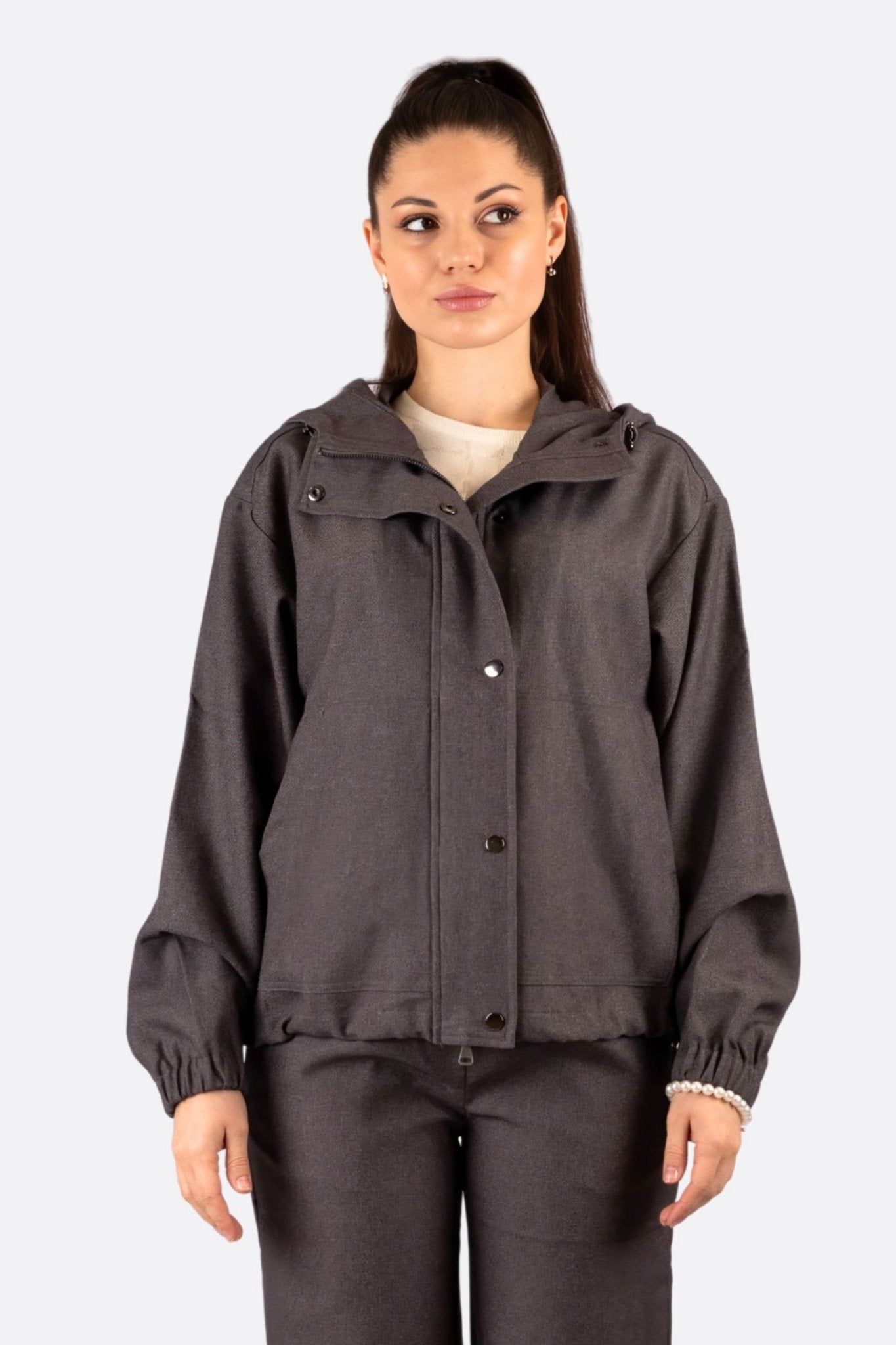 Veste coupe - vent sport en tissu gris anthracite - MISCIANO