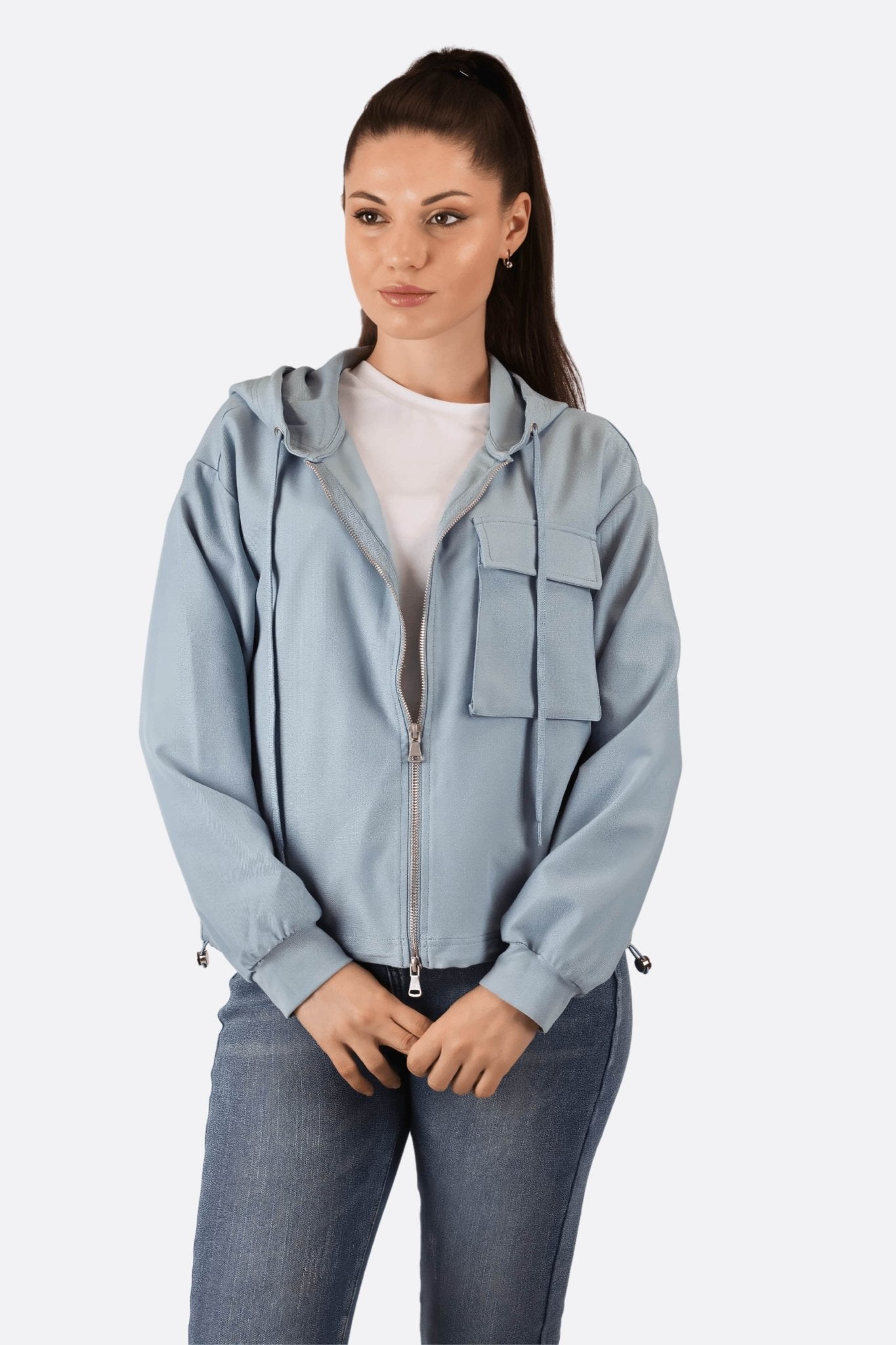 Chaqueta deportiva con capucha azul