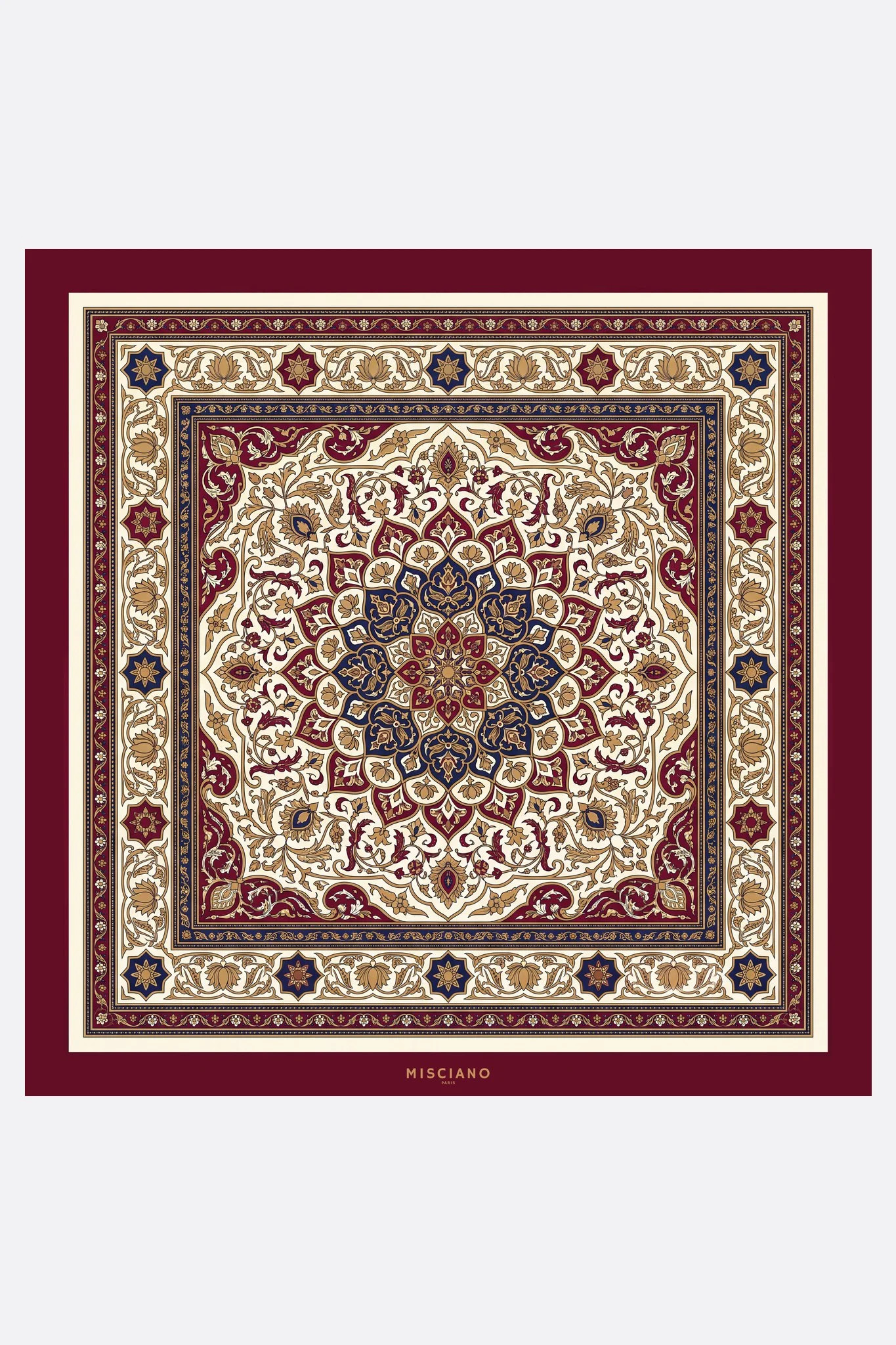 Large 110 silk scarf Tapis d'Orient Misciano flat, full pattern: a Persian rug with central medallion
