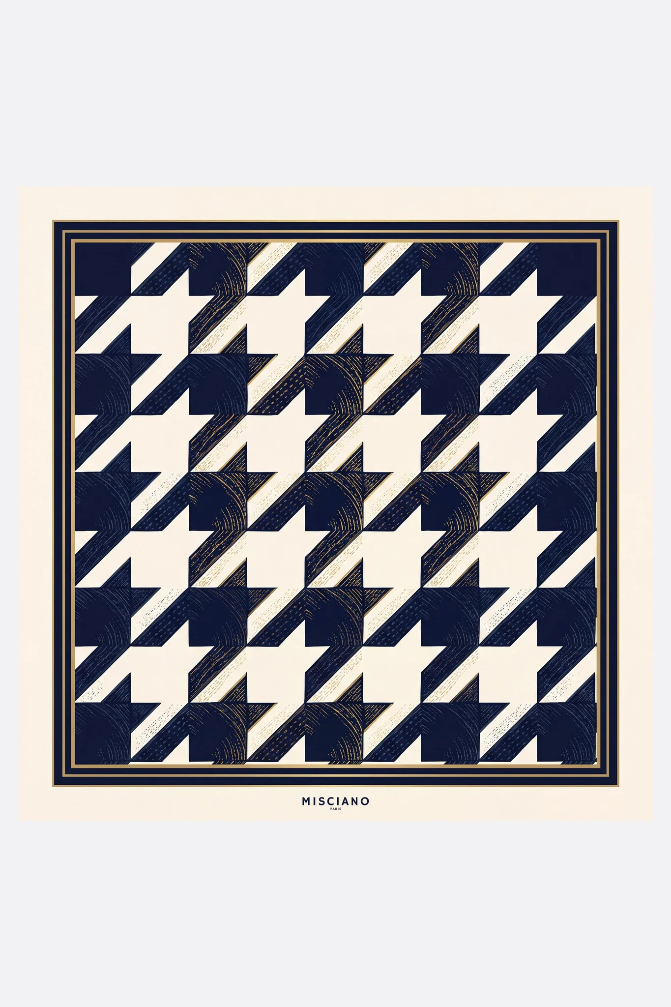 Small 50 silk square Parisian houndstooth Misciano flat, full design: an enlarged houndstooth