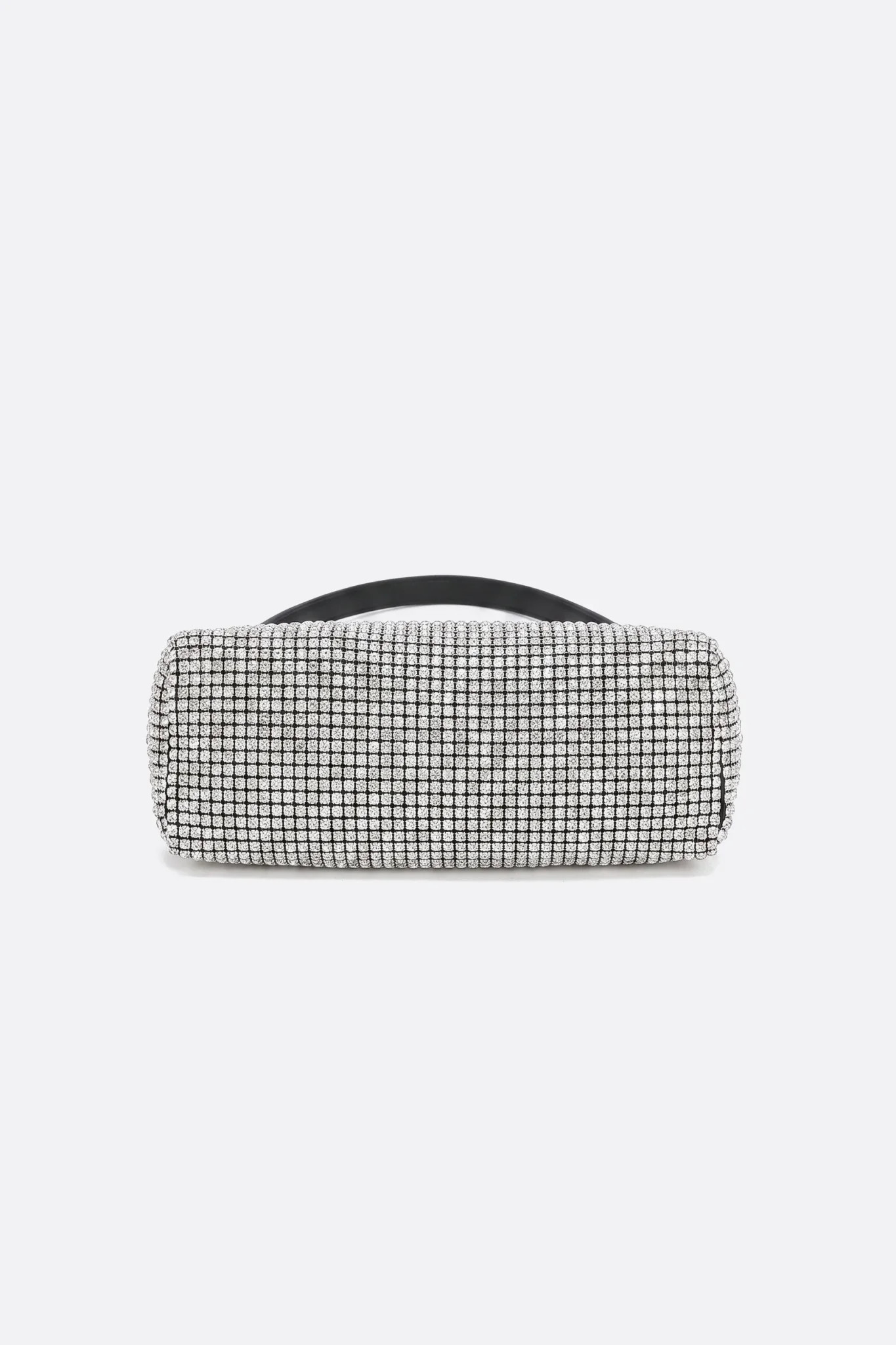 Silver rhinestone baguette bag, side view